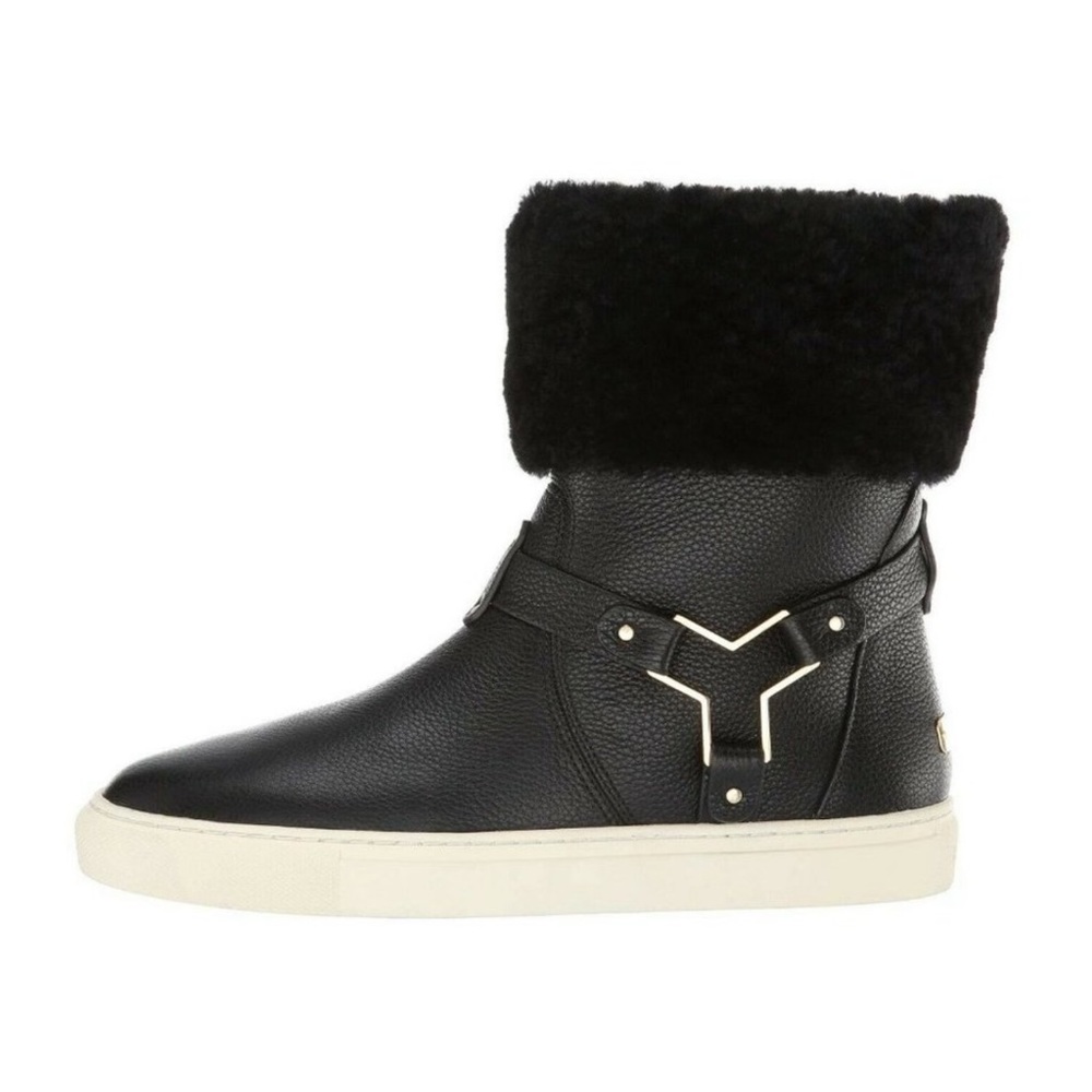 Bally Helisa Boots Black leather fur lined size 8